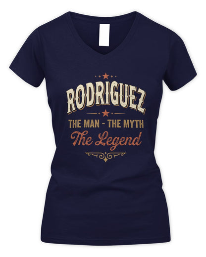 I'm Name I'm Not Rude I Just Have The Balls Funny T-Shirt RODRIGUEZ M1-77 / Women's V-Neck T-Shirt / navy