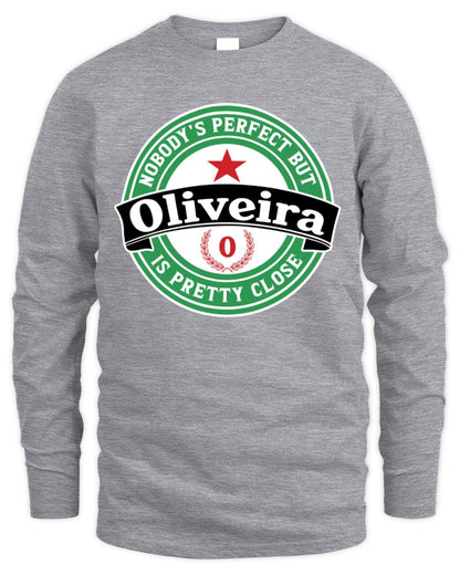 Nobody's Perfect But Your Name Is Pretty Close Heineken Beer T-Shirt OLIVEIRA M1-S85 / Men's Long Sleeved T-Shirt / sport grey