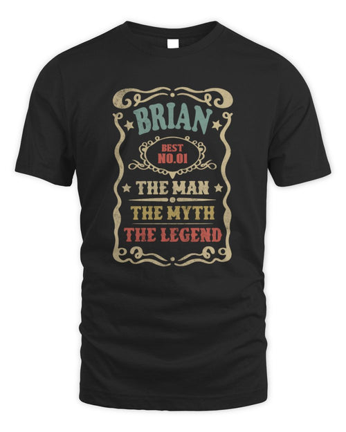 The Man The Myth The Legend Vintage Gold Wine Shirt BRIAN M1-52 / Unisex Standard T-Shirt / black