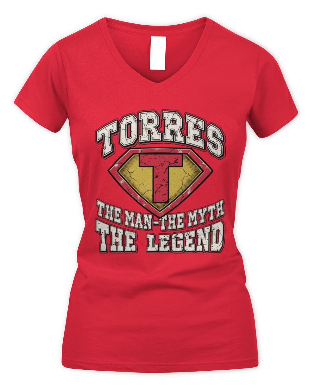 The Man The Myth The Legend Superman Graphic T-Shirt TORRES M1-74 / Women's V-Neck T-Shirt / red