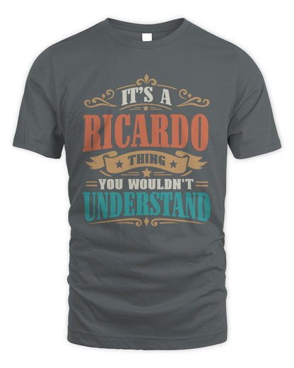 It’s a Name Thing Personalized Retro T-Shirt RICARDO M1-47 / Unisex Standard T-Shirt / charcoal