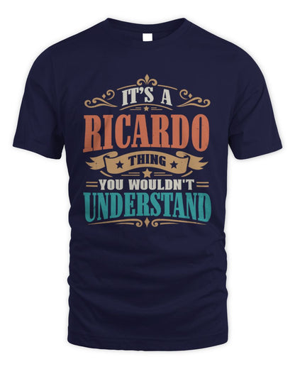 It’s a Name Thing Personalized Retro T-Shirt RICARDO M1-47 / Unisex Standard T-Shirt / navy
