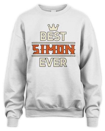 Best Your Name With Crown Shirt SIMON M1-59 / Unisex Sweatshirt / white