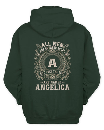 All Men Are Created Equal Cool Logo Shirt ANGELICA M1-60 / Unisex Hoodie / forest green