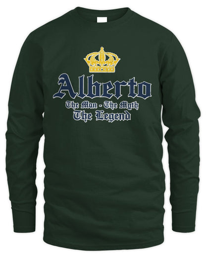 The Man The Myth The Legend Corona Beer T-Shirt ALBERTO M1-S83 / Men's Long Sleeved T-Shirt / forest green