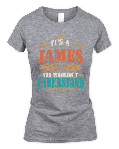 It’s a Name Thing Personalized Retro T-Shirt JAMES M1-47 / Women's Standard T-Shirt / sport grey