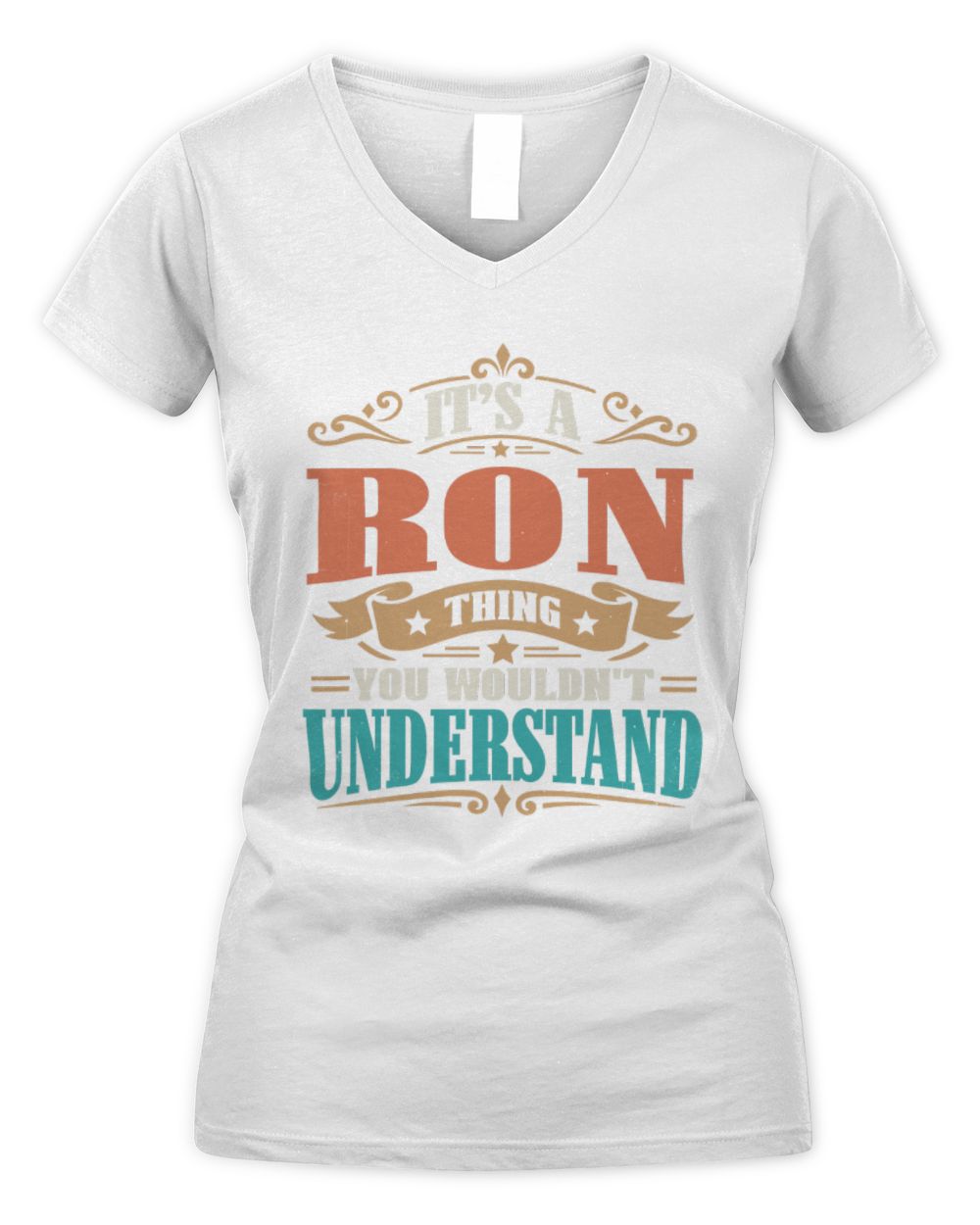 It’s a Name Thing Personalized Retro T-Shirt RON M1-47 / Women's V-Neck T-Shirt / white
