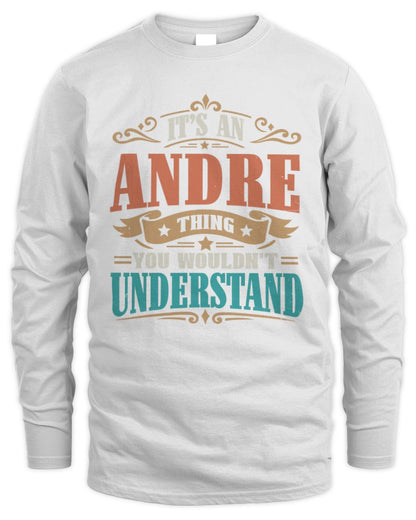 It’s a Name Thing Personalized Retro T-Shirt ANDRE M1-47 / Men's Long Sleeved T-Shirt / white