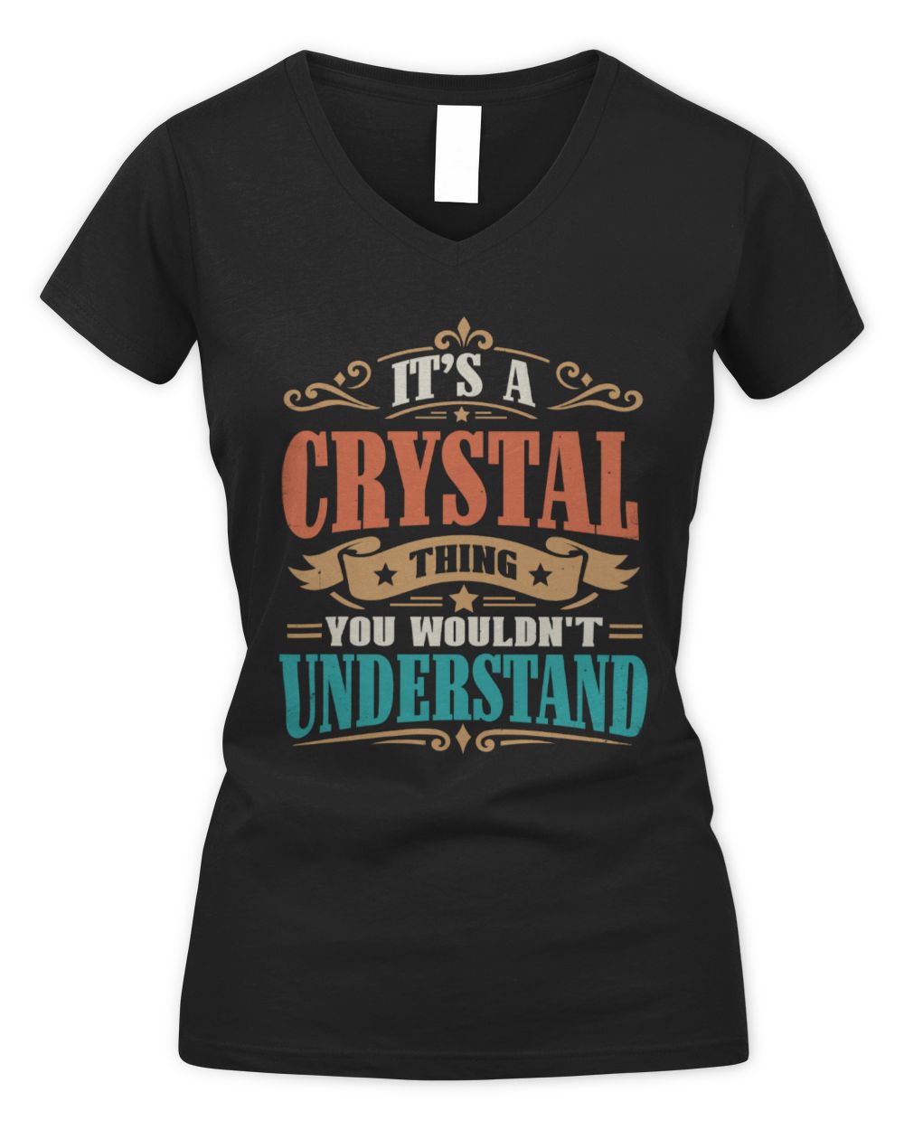 It’s a Name Thing Personalized Retro T-Shirt CRYSTAL M1-47 / Women's V-Neck T-Shirt / black
