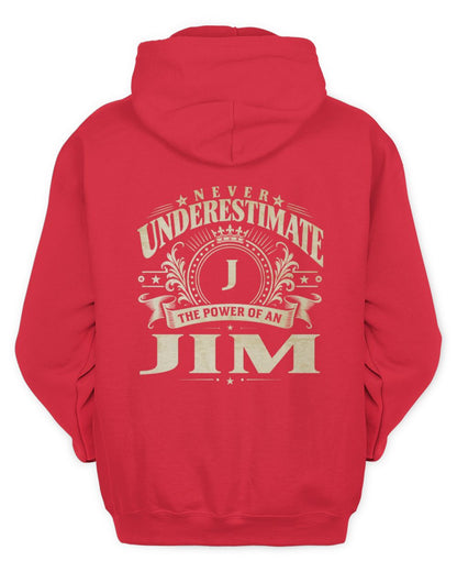 Never Underestimate Your Name Luxury Logo Shirt JIM M1-63 / Unisex Hoodie / red