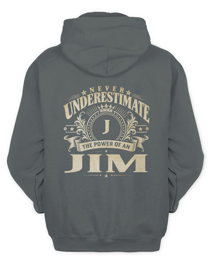 Never Underestimate Your Name Luxury Logo Shirt JIM M1-63 / Unisex Hoodie / charcoal