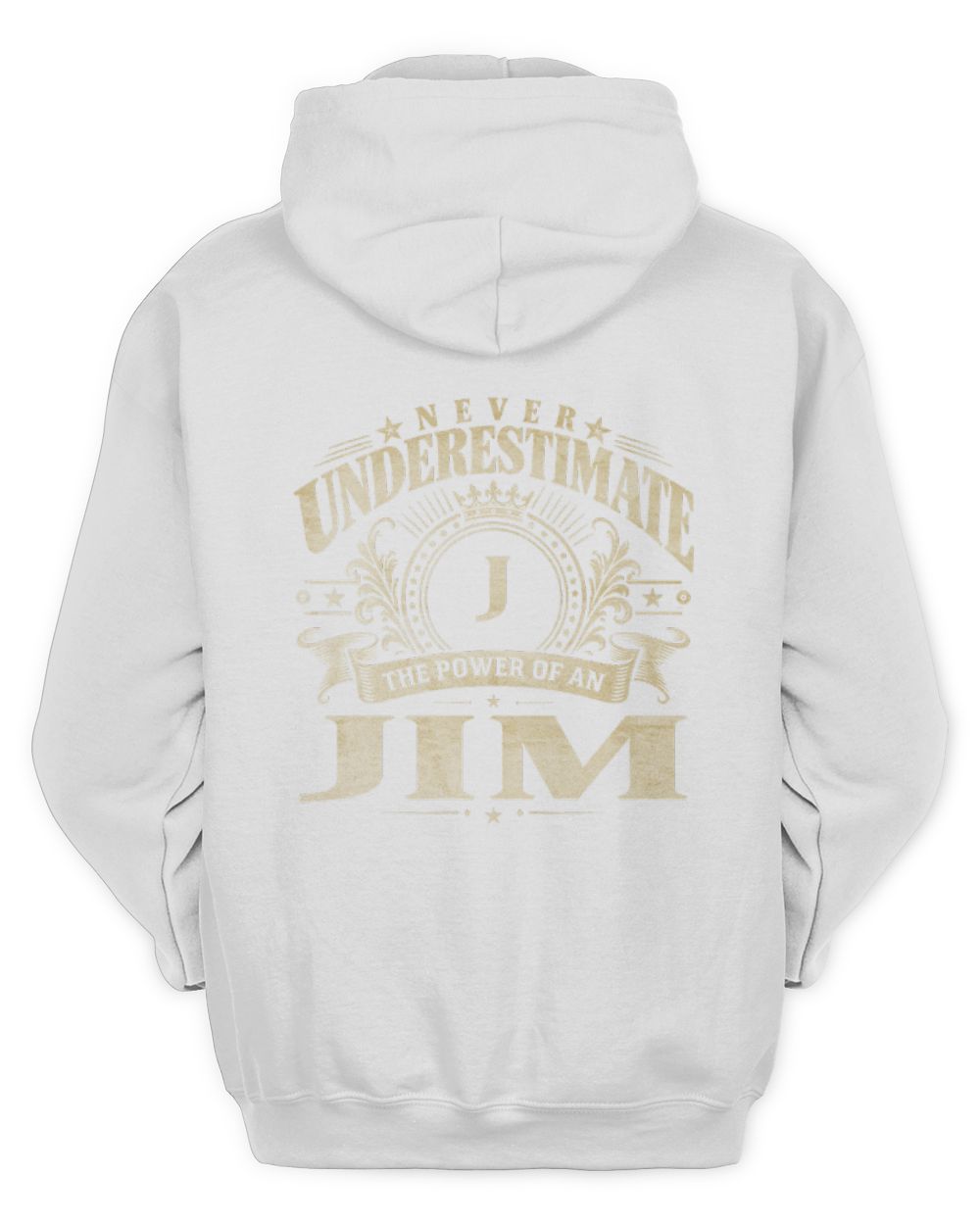 Never Underestimate Your Name Luxury Logo Shirt JIM M1-63 / Unisex Hoodie / white
