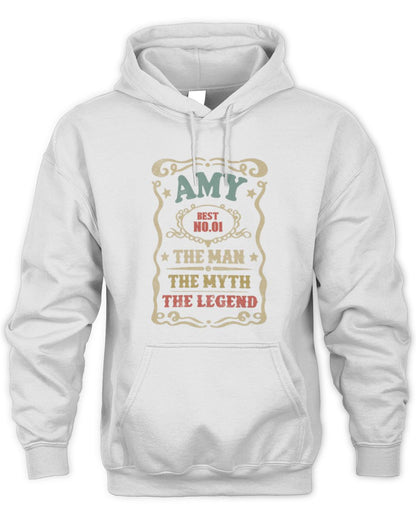 The Man The Myth The Legend Vintage Gold Wine Shirt AMY M1-52 / Unisex Hoodie / white