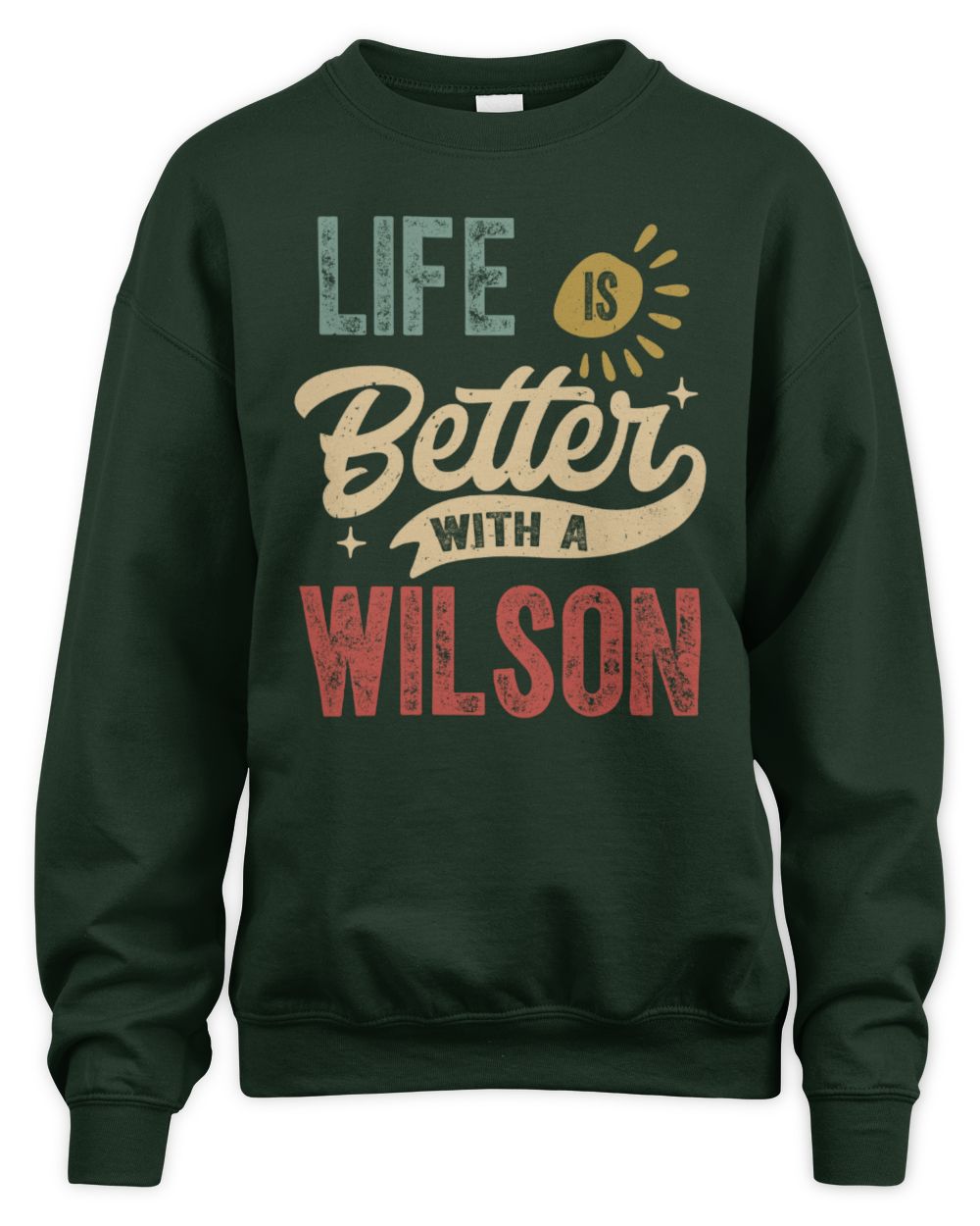 Life Is Better With a Name Personalized Retro T-Shirt WILSON-48 / Unisex Sweatshirt / forest green