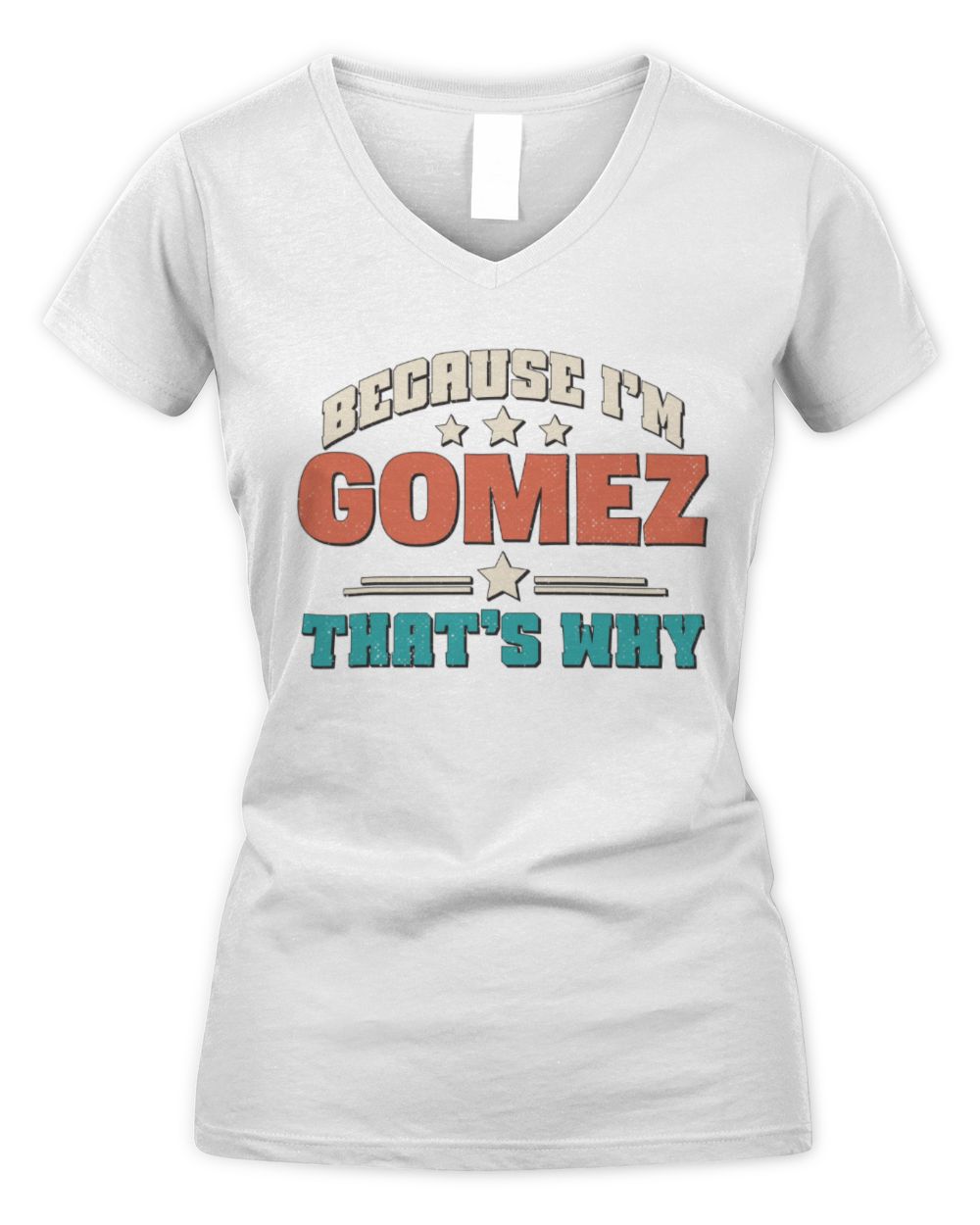 Because I'm Name That's Why Personalized Retro Shirt GOMEZ-49 / Women's V-Neck T-Shirt / white
