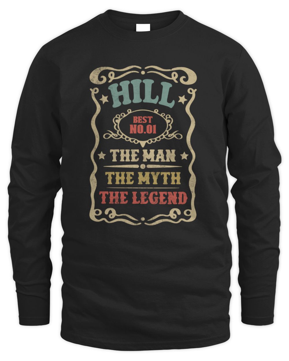 The Man The Myth The Legend Vintage Gold Wine Shirt HILL M1-52 / Men's Long Sleeved T-Shirt / black