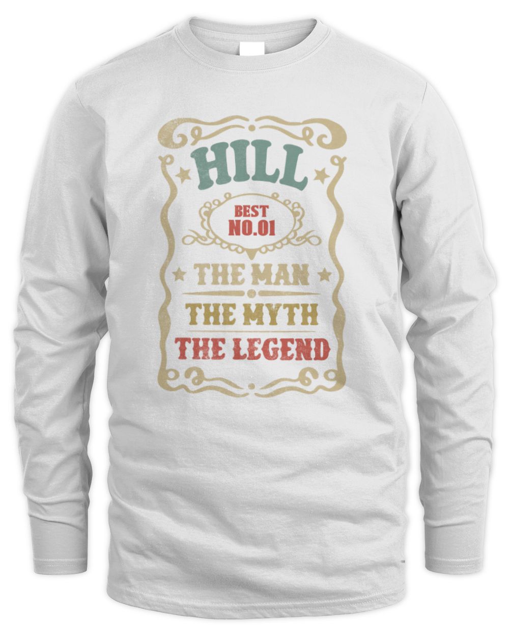 The Man The Myth The Legend Vintage Gold Wine Shirt HILL M1-52 / Men's Long Sleeved T-Shirt / white