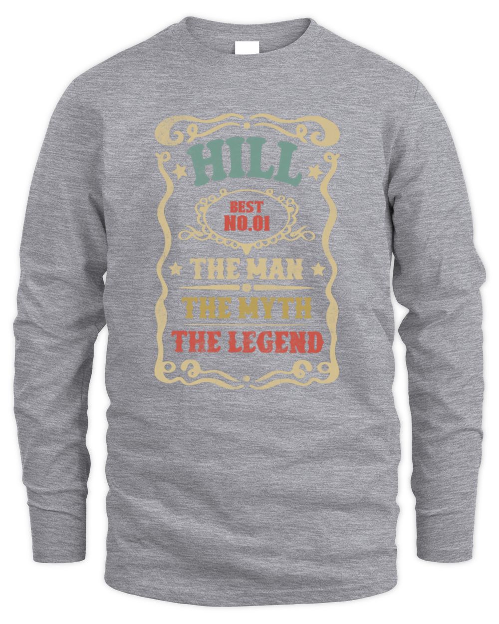 The Man The Myth The Legend Vintage Gold Wine Shirt HILL M1-52 / Men's Long Sleeved T-Shirt / sport grey