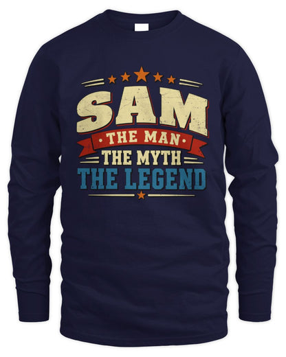 The Man The Myth The Legend Ribbon Vintage T-Shirt SAM M1-56 / Men's Long Sleeved T-Shirt / navy