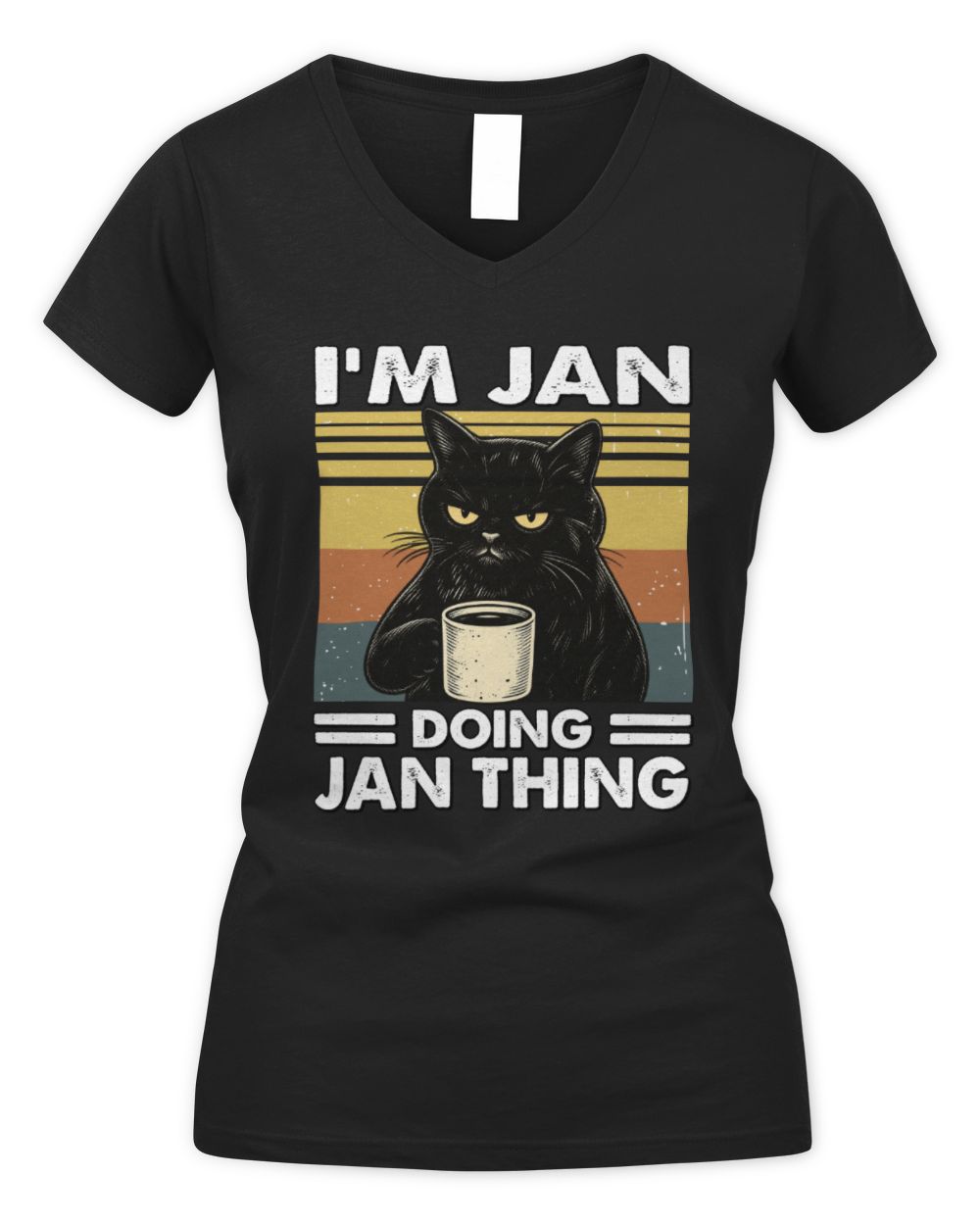 I'm Name Doing Name Thing Grumpy Black Cat Shirt JAN M1-79 / Women's V-Neck T-Shirt / black