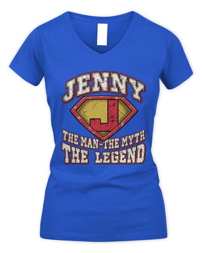 The Man The Myth The Legend Superman Graphic T-Shirt JENNY M1-74 / Women's V-Neck T-Shirt / royal