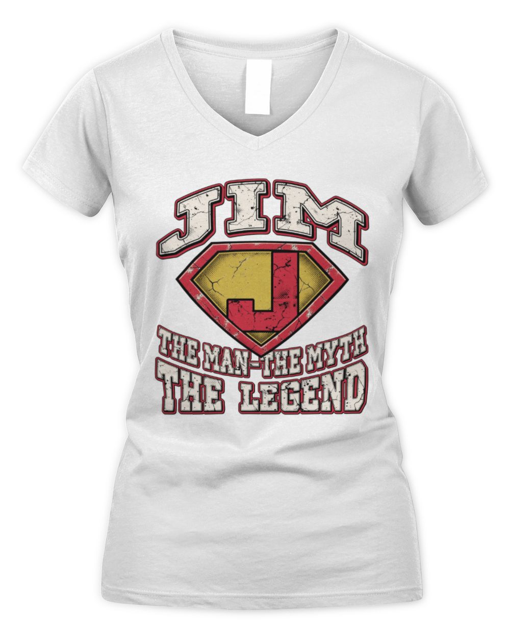 The Man The Myth The Legend Superman Graphic T-Shirt JIM M1-74 / Women's V-Neck T-Shirt / white