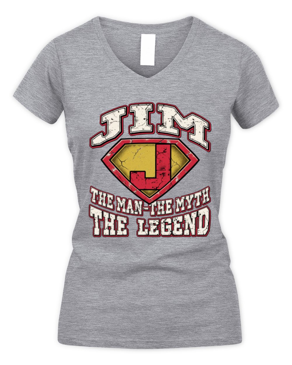 The Man The Myth The Legend Superman Graphic T-Shirt JIM M1-74 / Women's V-Neck T-Shirt / sport grey