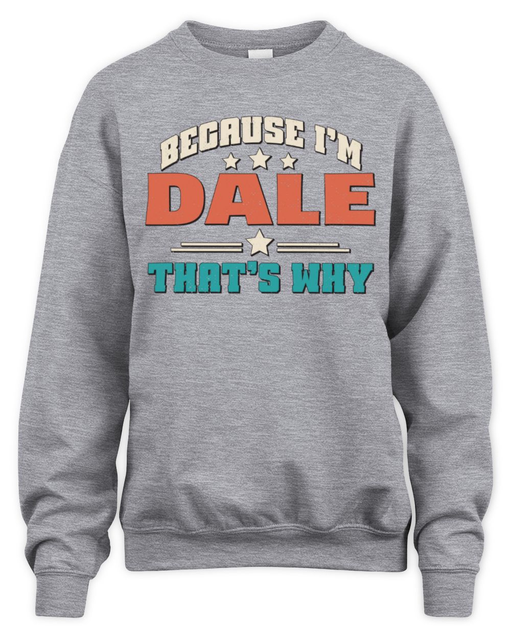 Because I'm Name That's Why Personalized Retro Shirt DALE-49 / Unisex Sweatshirt / sport grey