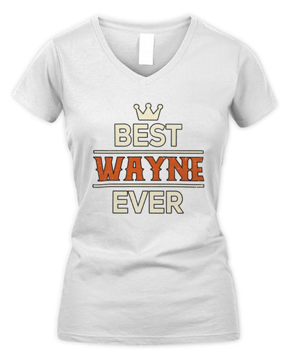 Best Your Name With Crown Shirt WAYNE M1-59 / Women's V-Neck T-Shirt / white