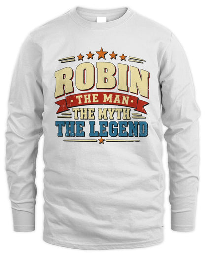The Man The Myth The Legend Ribbon Vintage T-Shirt ROBIN M1-56 / Men's Long Sleeved T-Shirt / white