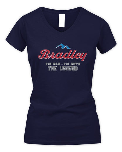 The Man The Myth The Legend Coors Light Beer T-Shirt BRADLEY M1-S84 / Women's V-Neck T-Shirt / navy