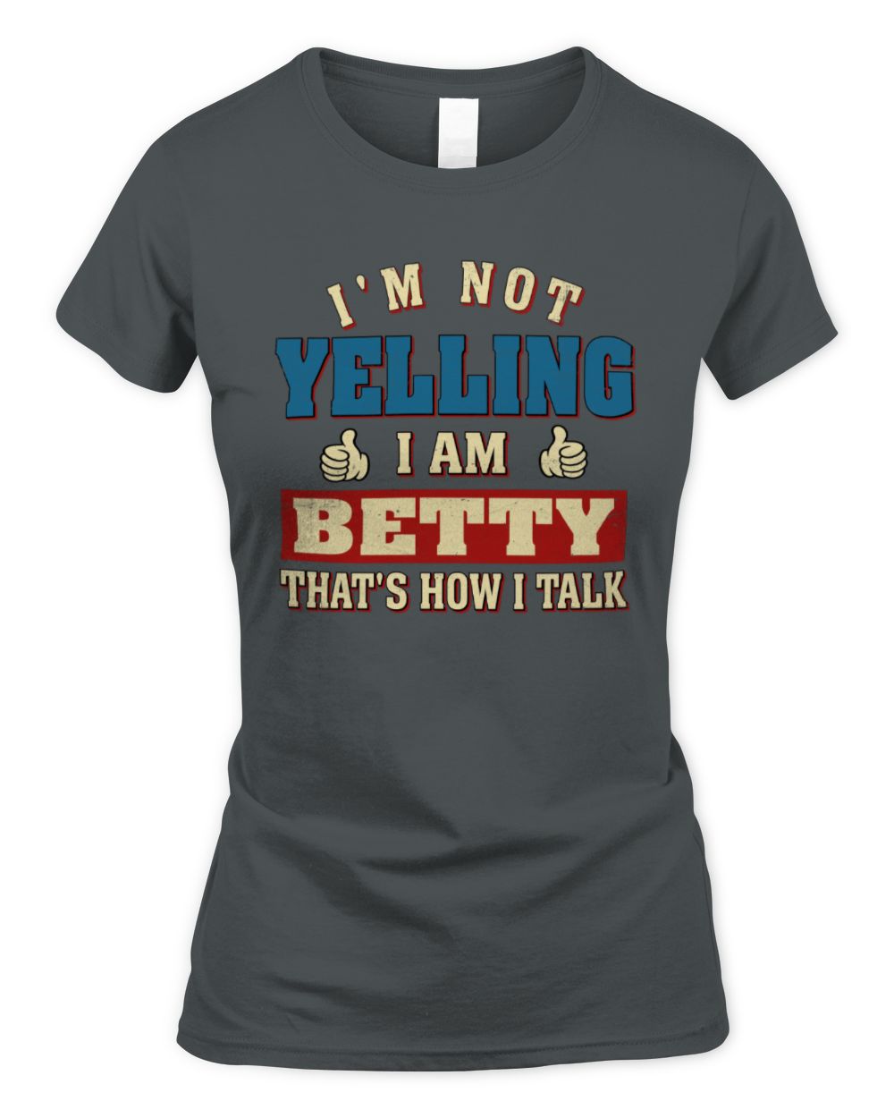 I'm Not Yelling I'm Name That's How I Talk Shirt BETTY M1-67 / Women's Standard T-Shirt / charcoal
