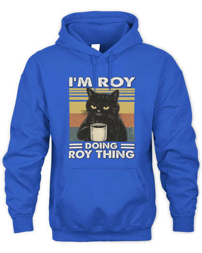 I'm Name Doing Name Thing Grumpy Black Cat Shirt ROY M1-79 / Unisex Hoodie / royal