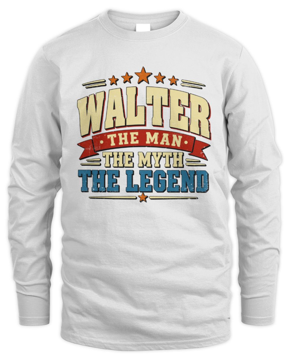 The Man The Myth The Legend Ribbon Vintage T-Shirt WALTER M1-56 / Men's Long Sleeved T-Shirt / white