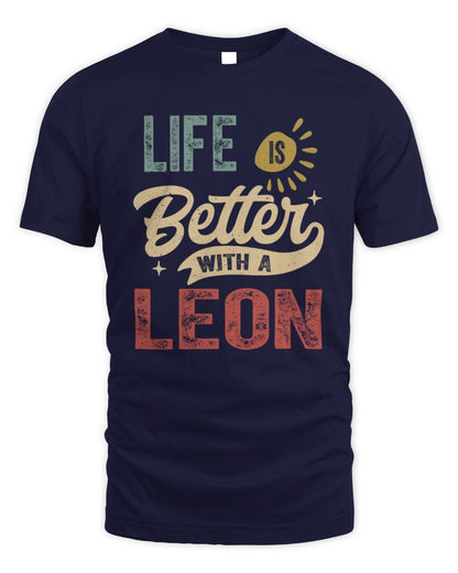 Life Is Better With a Name Personalized Retro T-Shirt LEON-48 / Unisex Standard T-Shirt / navy