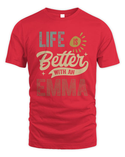 Life Is Better With a Name Personalized Retro T-Shirt EMMA-48 / Unisex Standard T-Shirt / red