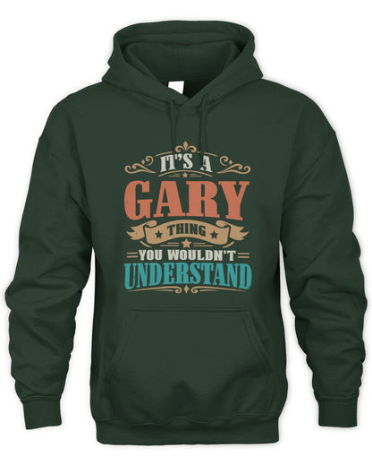 It’s a Name Thing Personalized Retro T-Shirt GARY M1-47 / Unisex Hoodie / forest green