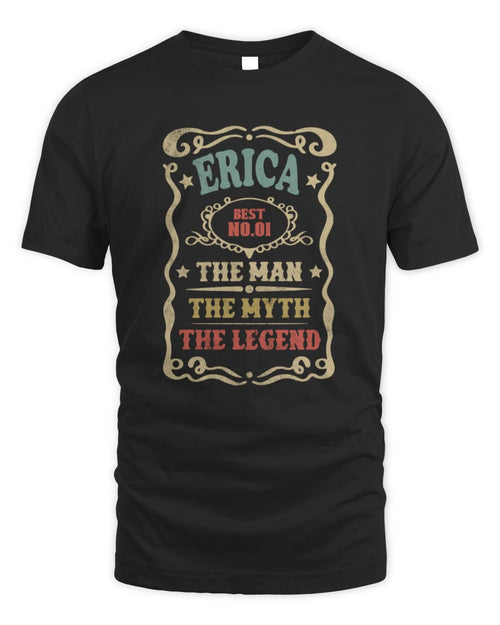 The Man The Myth The Legend Vintage Gold Wine Shirt ERICA M1-52 / Unisex Standard T-Shirt / black