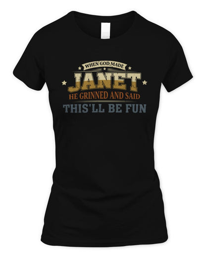 When God Made Your Name Funny Heritage T-Shirt JANET M1-80 / Women's Standard T-Shirt / black