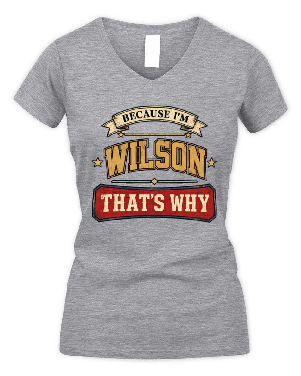 Because I'm Name That's Why Americana T-Shirt WILSON M1-S88 / Women's V-Neck T-Shirt / sport grey
