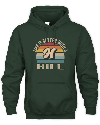 Life Is Better with Name Vintage Sun Shirt HILL M1-50 / Unisex Hoodie / red