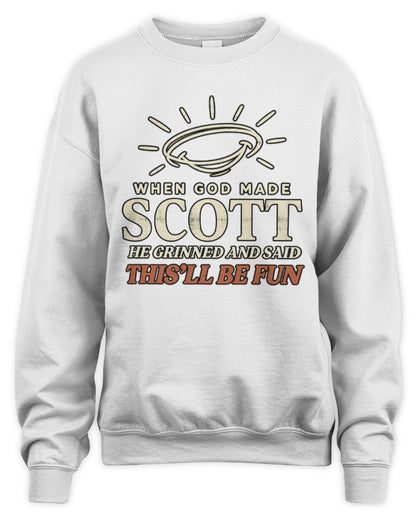When God Made Your Name Funny Western T-Shirt T-Shirt SCOTT M1-S82 / Unisex Sweatshirt / white