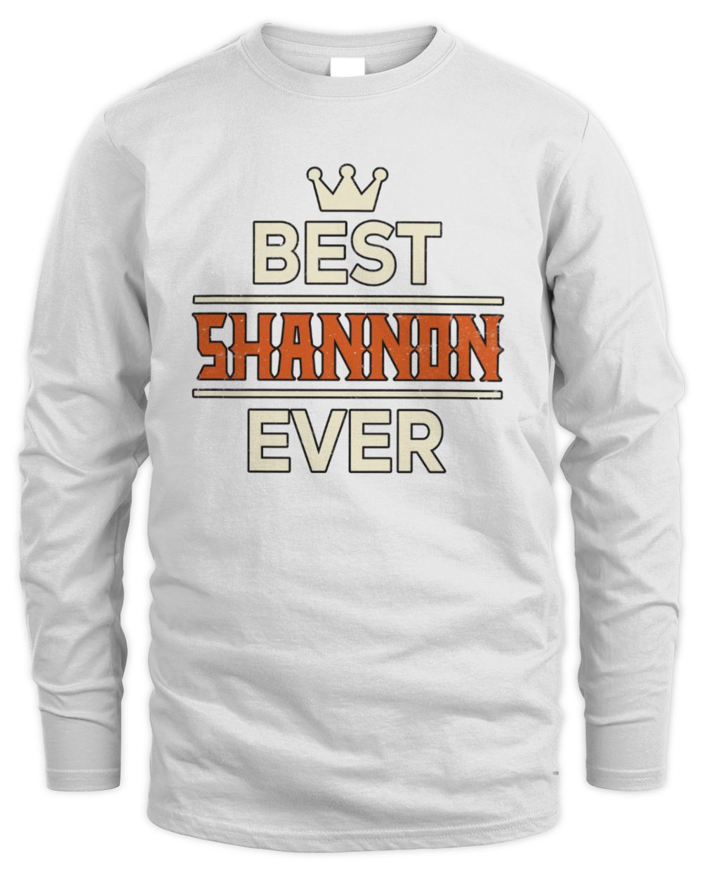 Best Your Name With Crown Shirt SHANNON M1-59 / Men's Long Sleeved T-Shirt / white