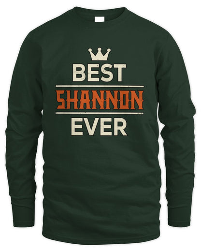 Best Your Name With Crown Shirt SHANNON M1-59 / Men's Long Sleeved T-Shirt / forest green