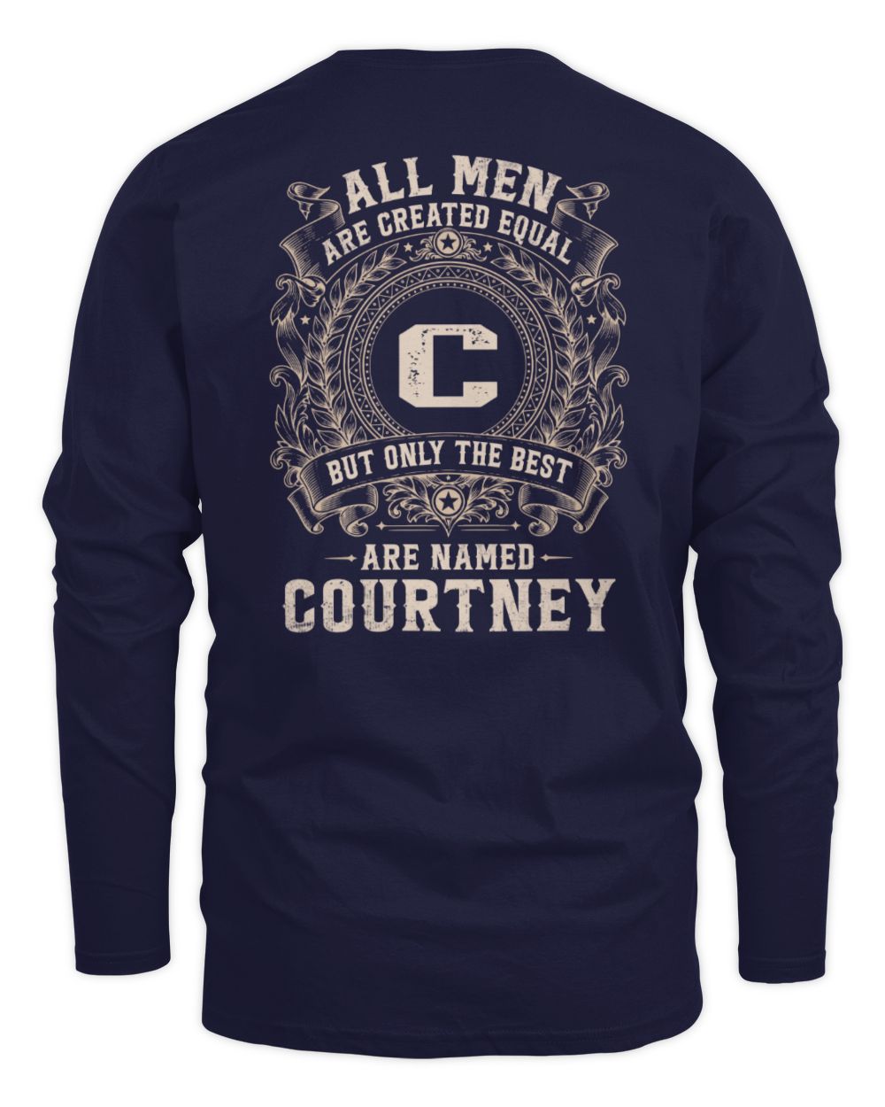 All Men Are Created Equal Cool Logo Shirt COURTNEY M1-60 / Men's Long Sleeved T-Shirt / navy