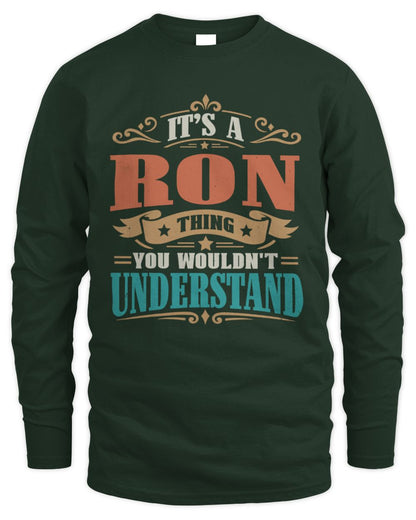 It’s a Name Thing Personalized Retro T-Shirt RON M1-47 / Men's Long Sleeved T-Shirt / forest green