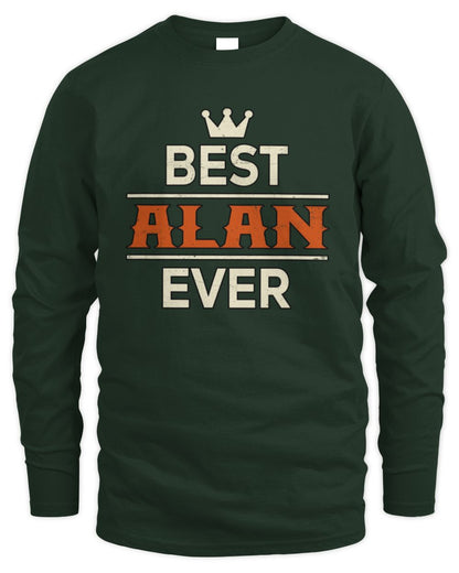 Best Your Name With Crown Shirt ALAN M1-59 / Men's Long Sleeved T-Shirt / forest green