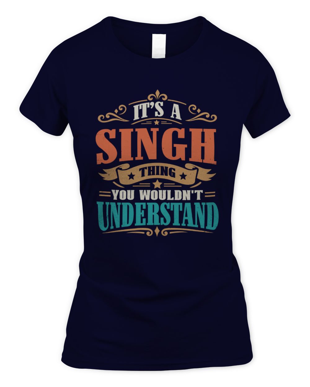 It’s a Name Thing Personalized Retro T-Shirt SINGH M1-47 / Women's Standard T-Shirt / navy