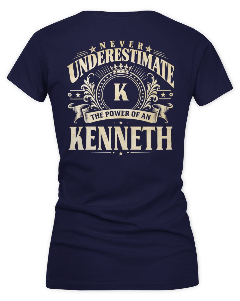 Never Underestimate Your Name Luxury Logo Shirt KENNETH M1-63 / Women's V-Neck T-Shirt / navy