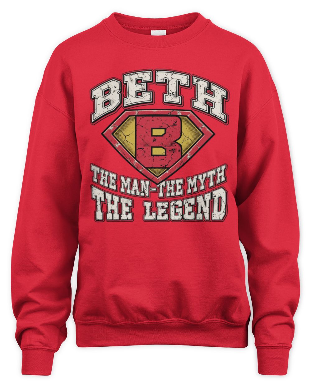 The Man The Myth The Legend Superman Graphic T-Shirt BETH M1-74 / Unisex Sweatshirt / red